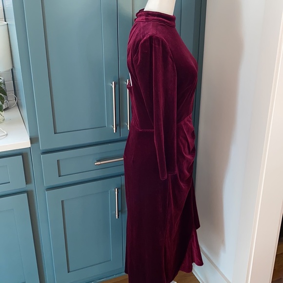 NWT Eliza J Ruched Velvet Dress in Burgundy